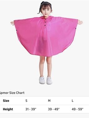 Kids Pink Rain Hooded Poncho Coat